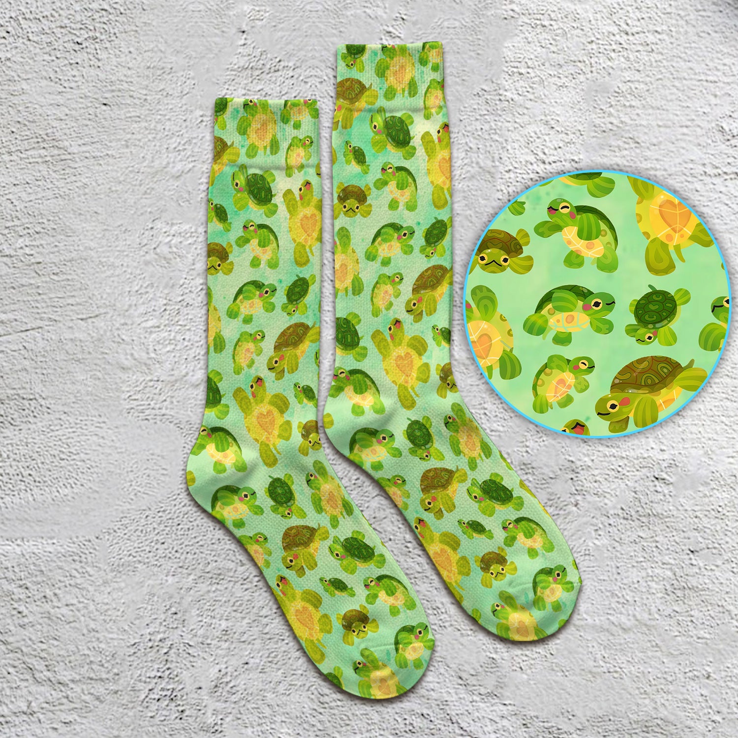 Cute Green Sea Turtle Pattern Socks, Socks for Nurse Doctor