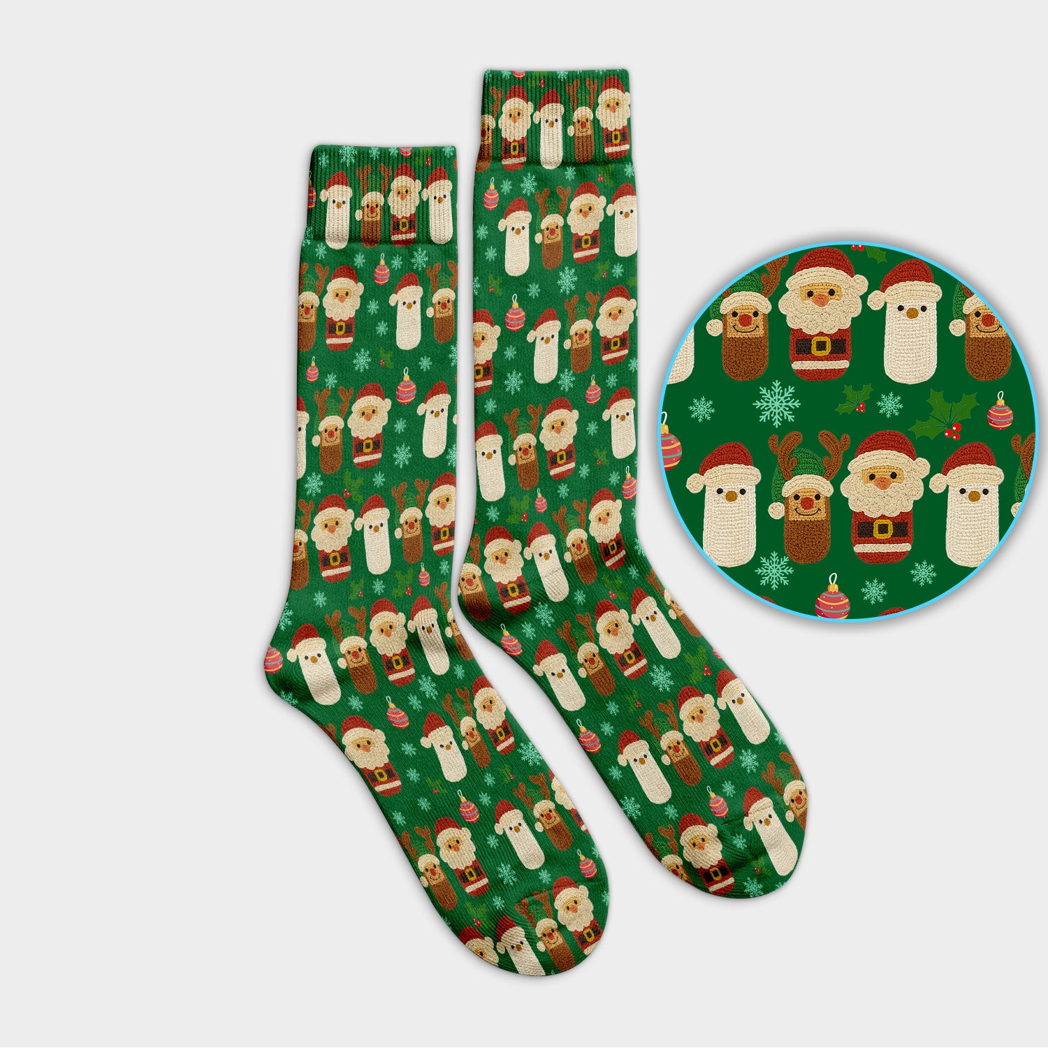 Christmas Santa Reindeer Snowman Socks for Nurse Doctor - Holiday Chill Pill Adult Socks for Men and Women