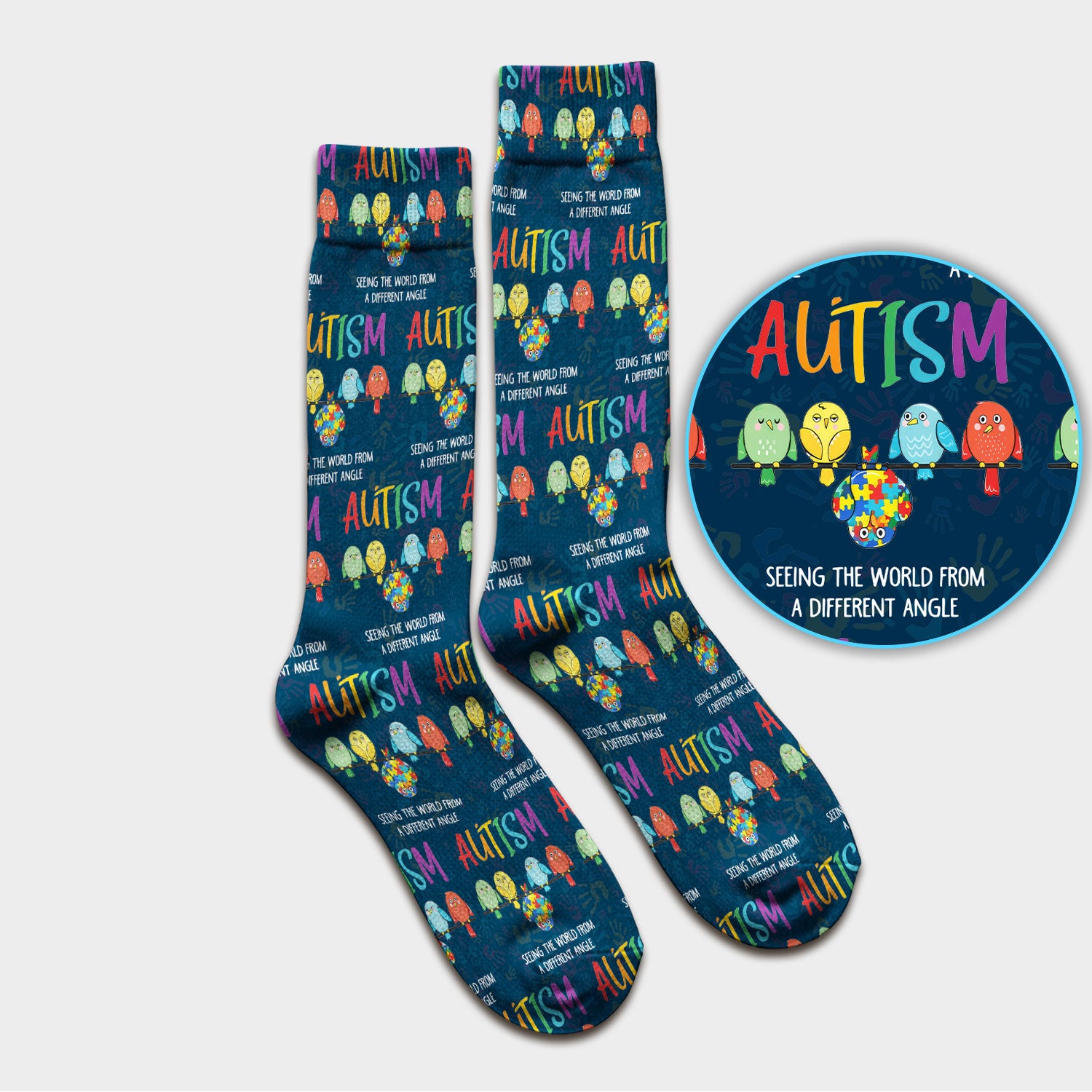 Autism Seeing The World From A Different Angle Birds Socks, Socks for Nurse Doctor