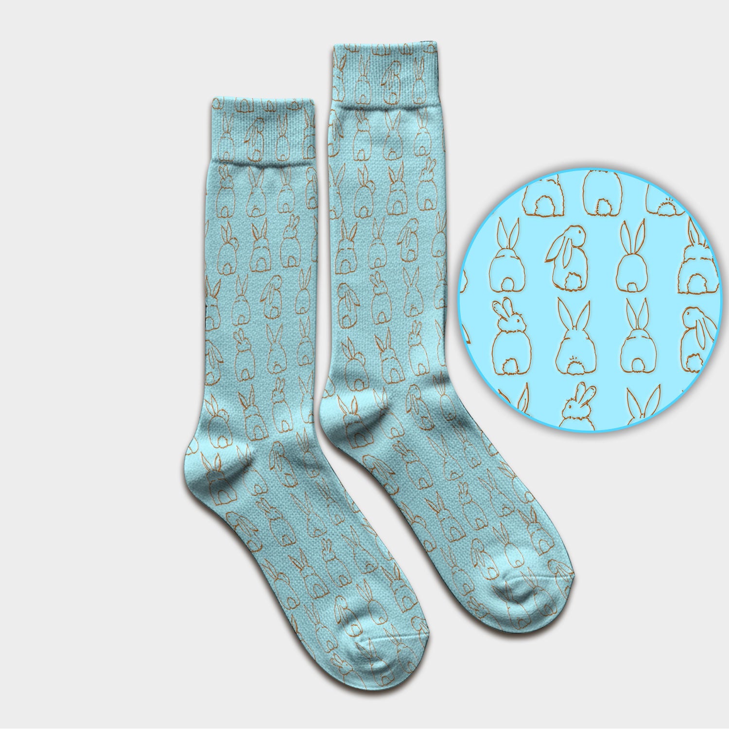 Cartoon Bunny Line Art Pattern Medical Socks, Breathable Fabrics Medical Uniform