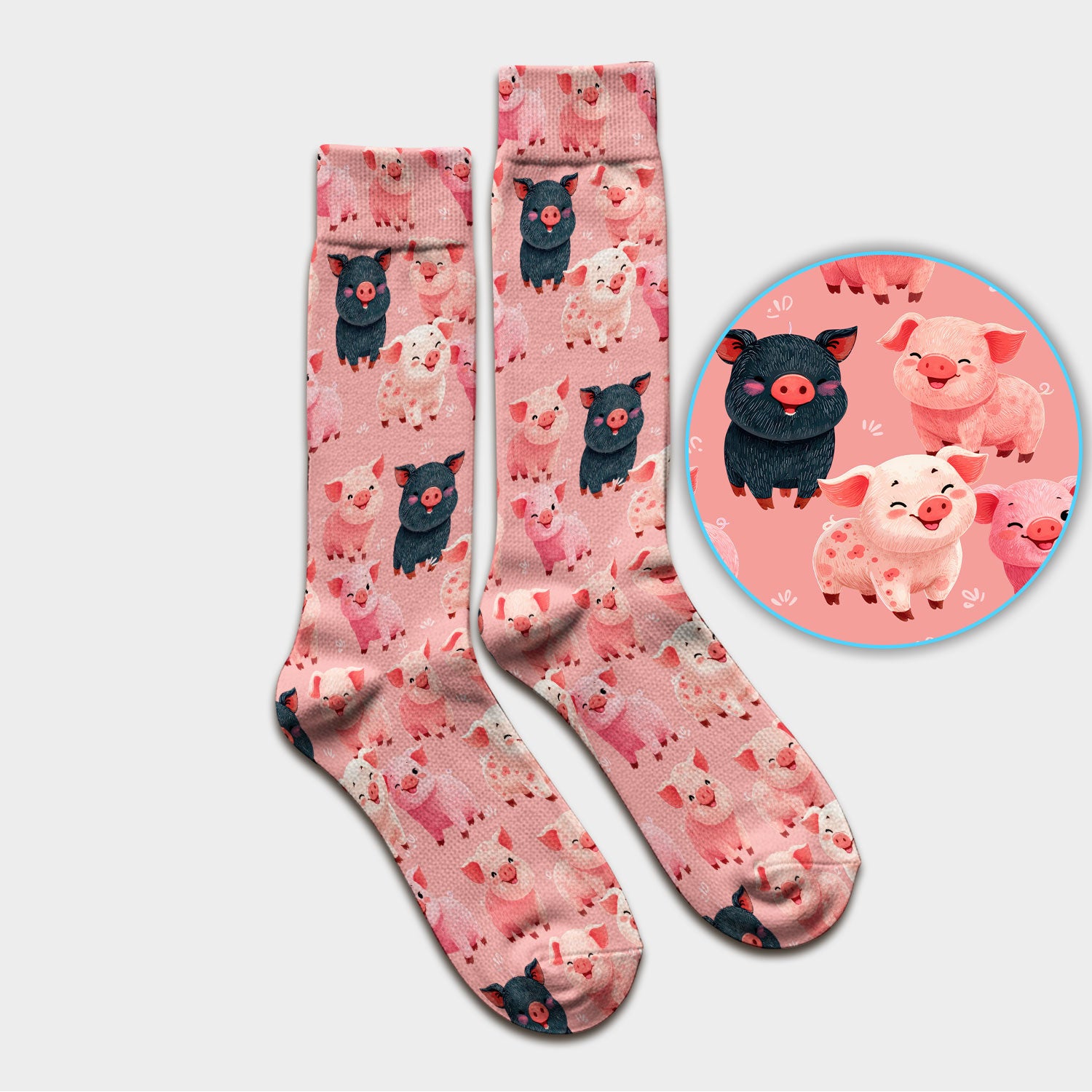 Funny Farm Pig Cartoon Pattern Socks, Breathable Fabrics Medical Uniform