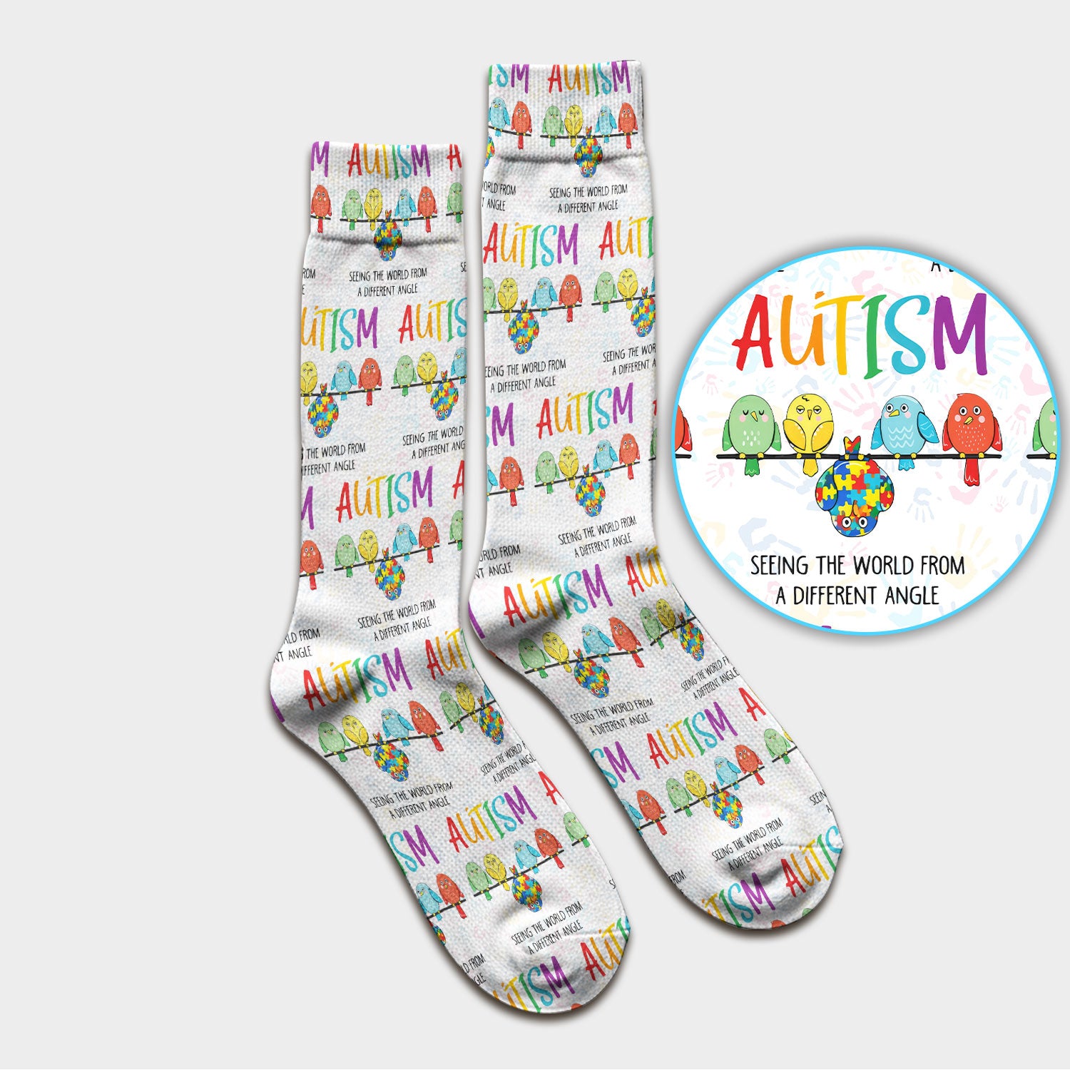 Autism Seeing The World From A Different Angle Birds Socks, Socks for Nurse Doctor