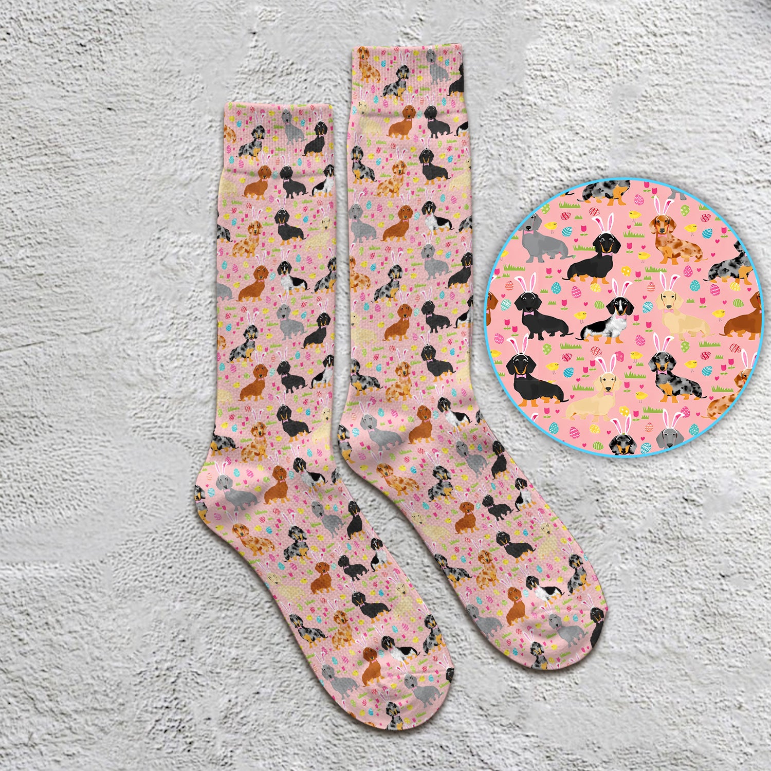 Easter Dachshund Dog Pattern Socks, Socks for Nurse Doctor