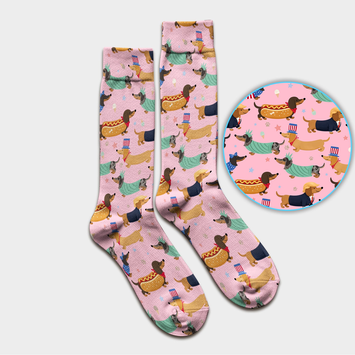 Funny Patriotic Dachshund Costume Dogs Pattern Sock, Breathable Fabrics Medical Uniform