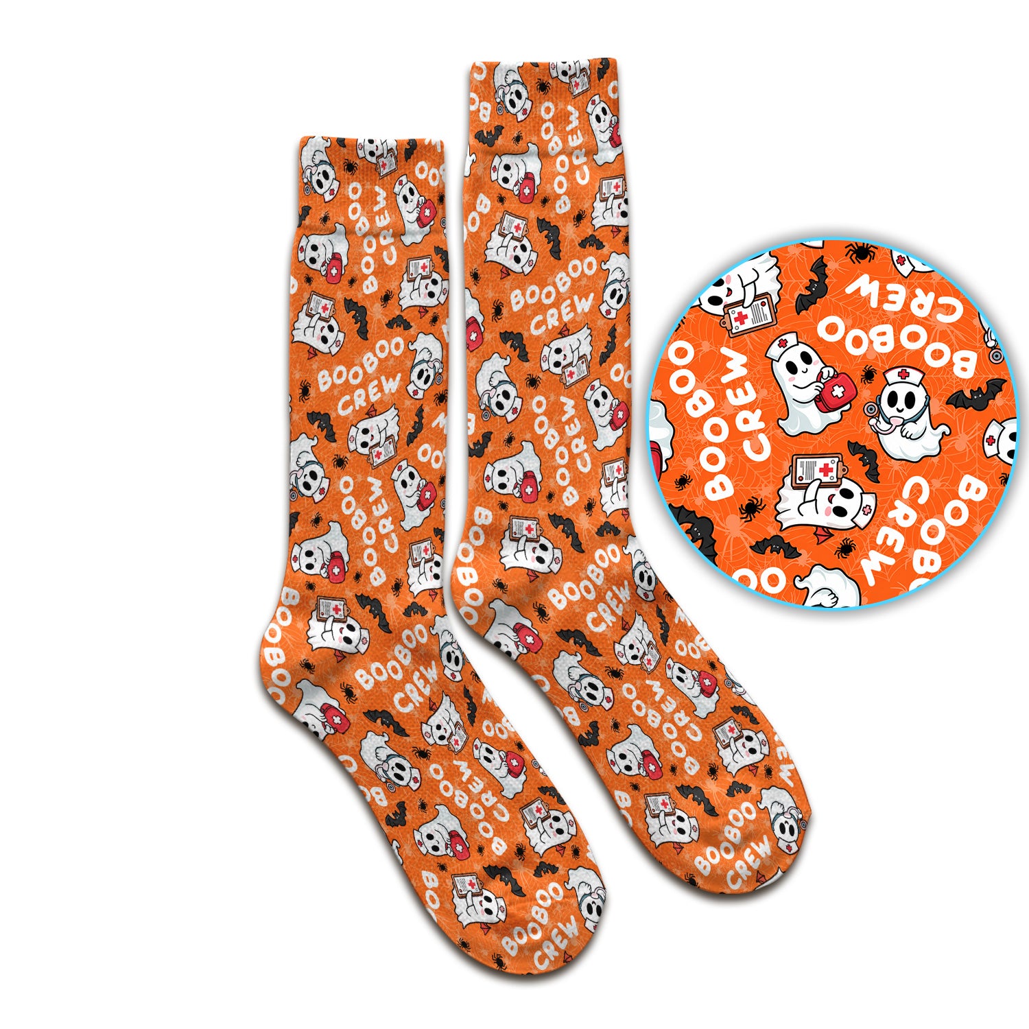 Cute Halloween Boo Boo Crew Ghost Socks, Adult Socks for Men and Women