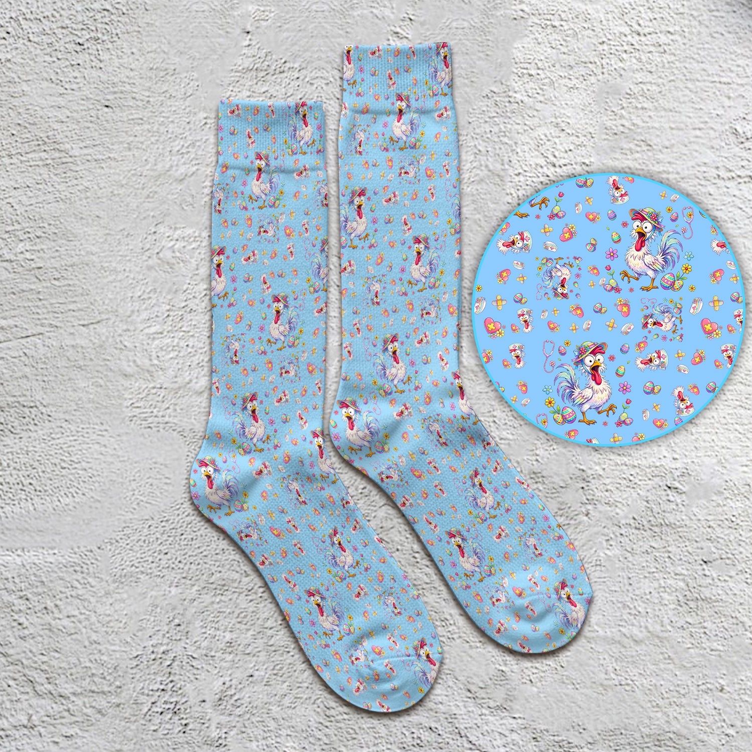 Funny Easter Nurse Chicken Pattern Socks, Socks for Nurse Doctor