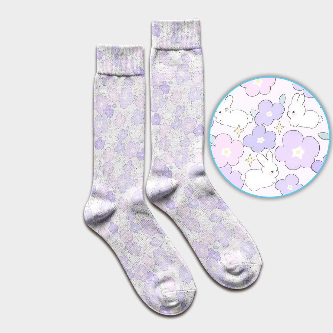 Cute Bunny Floral Pastel Pattern Socks, Socks for Nurse Doctor