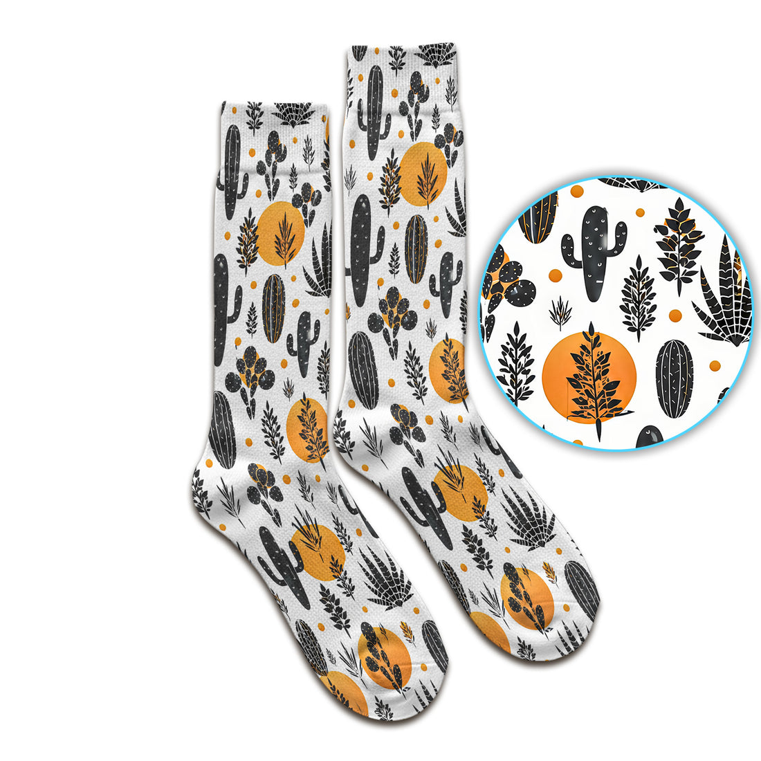 Desert Cactus Orange Sun Pattern Socks, Adult Socks for Men and Women