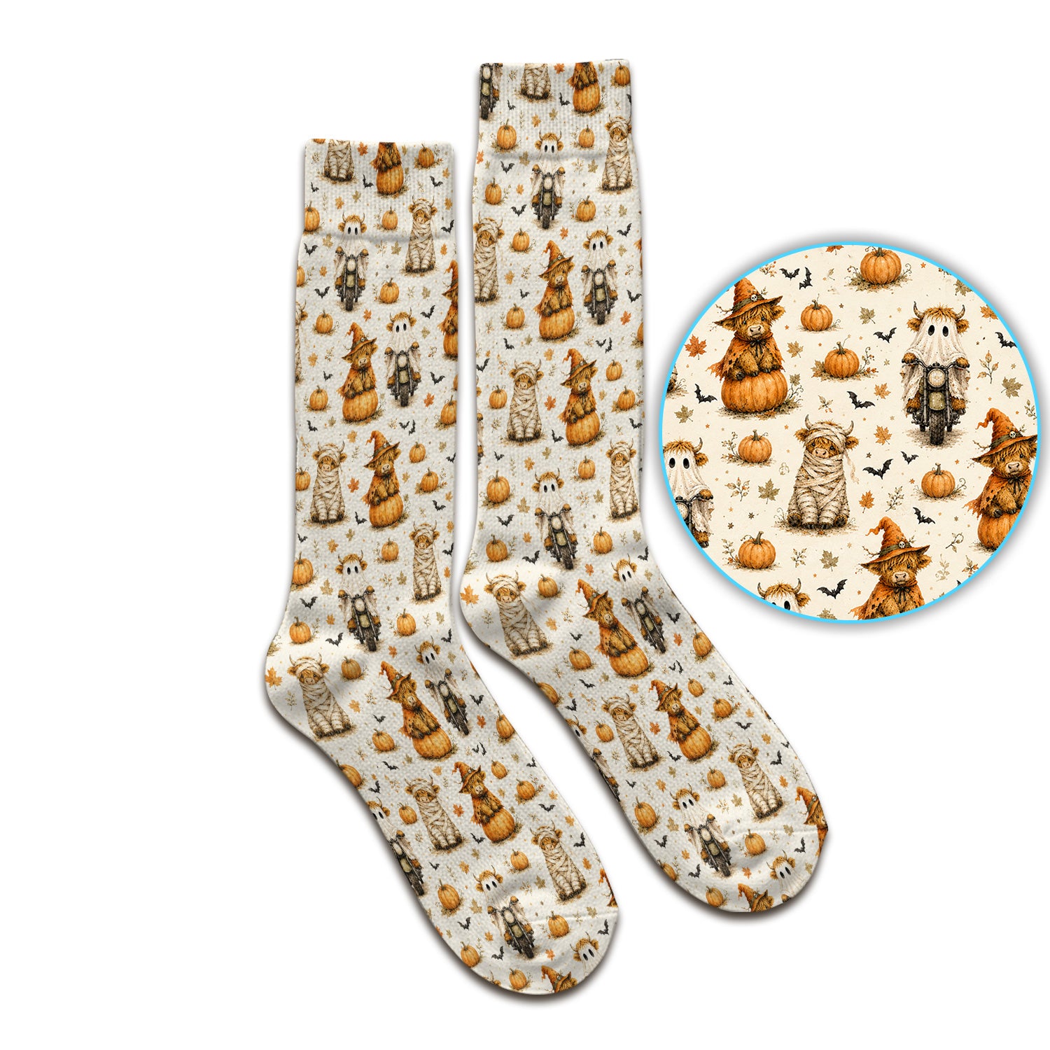 Halloween Highland Cow Costumes Socks, Adult Socks for Men and Women