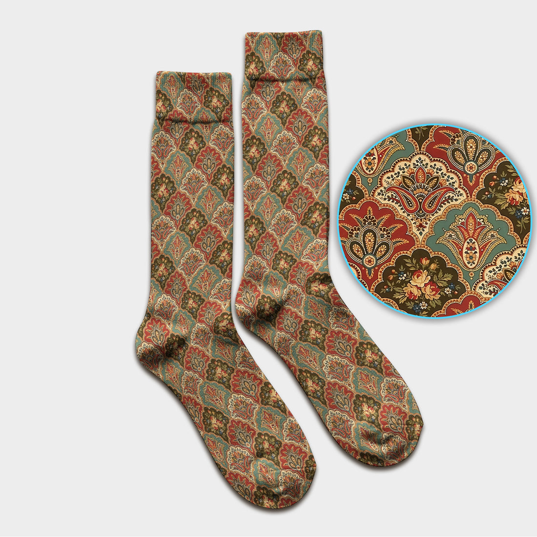 Vintage Floral Paisley Ornament Pattern Socks, Adult Socks for Men and Women