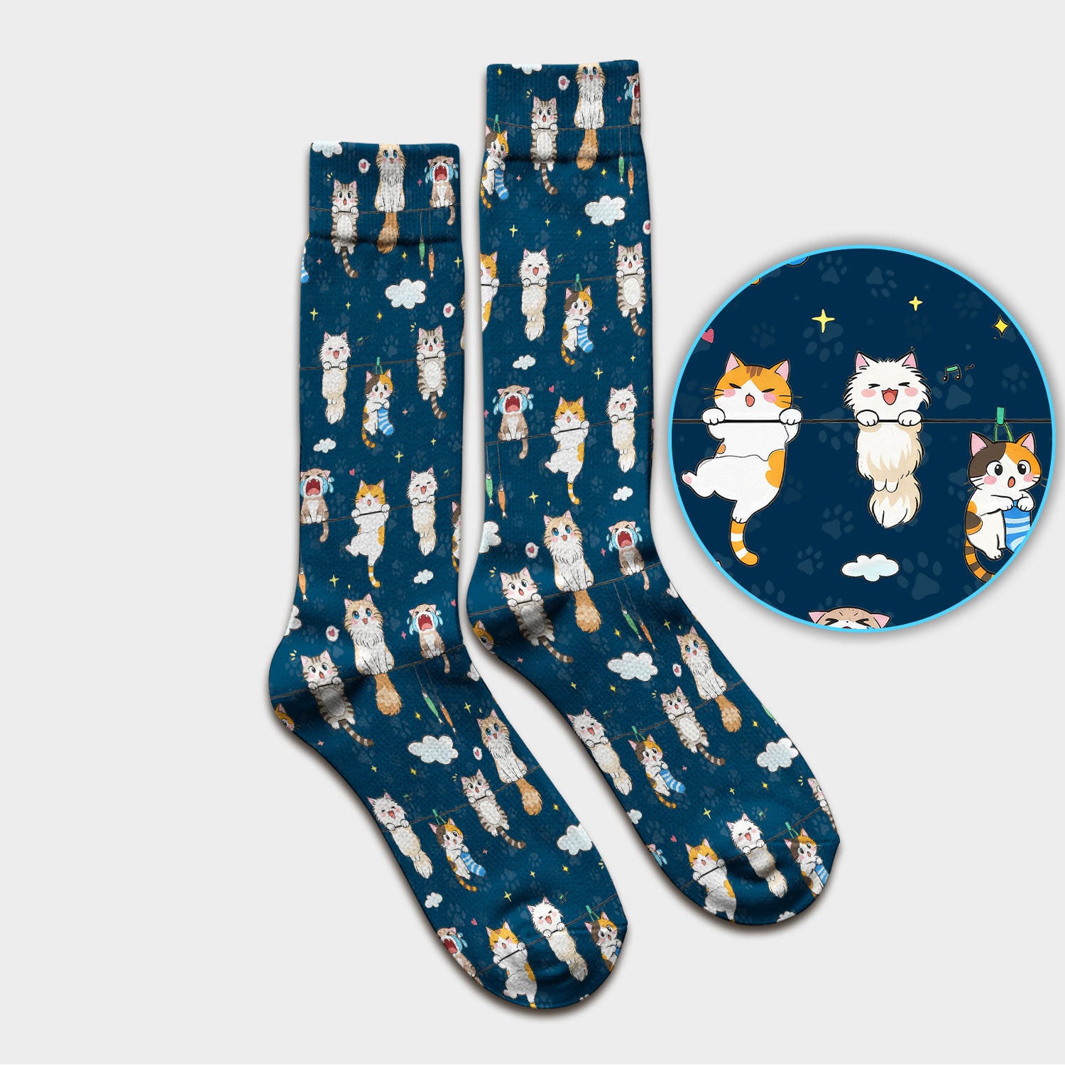 Funny Cats With Cute Expressions Pattern Socks, Adult Socks for Men and Women