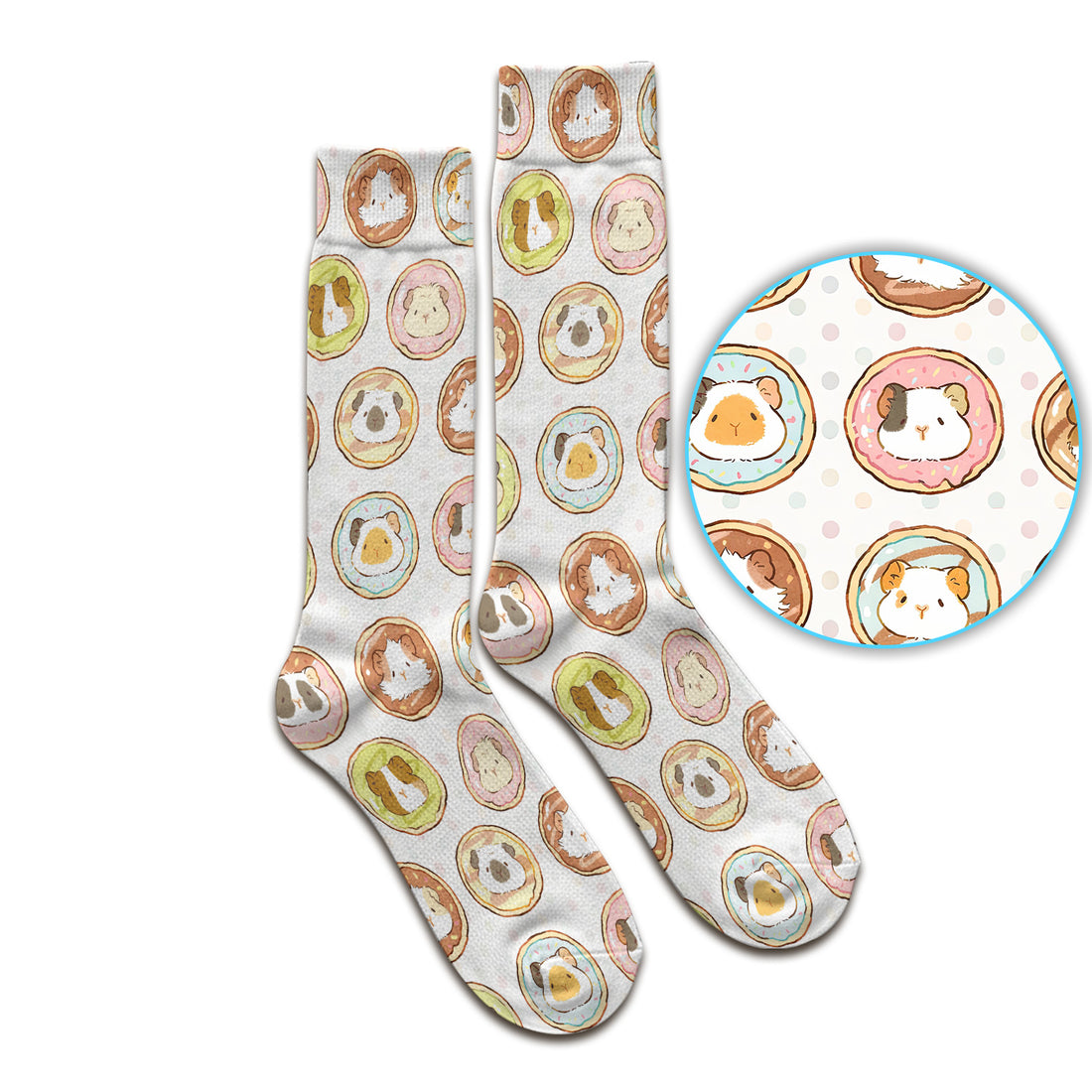 Cute Guinea Pig Donut Circle Pattern Nurse Socks, Socks for Nurse Doctor