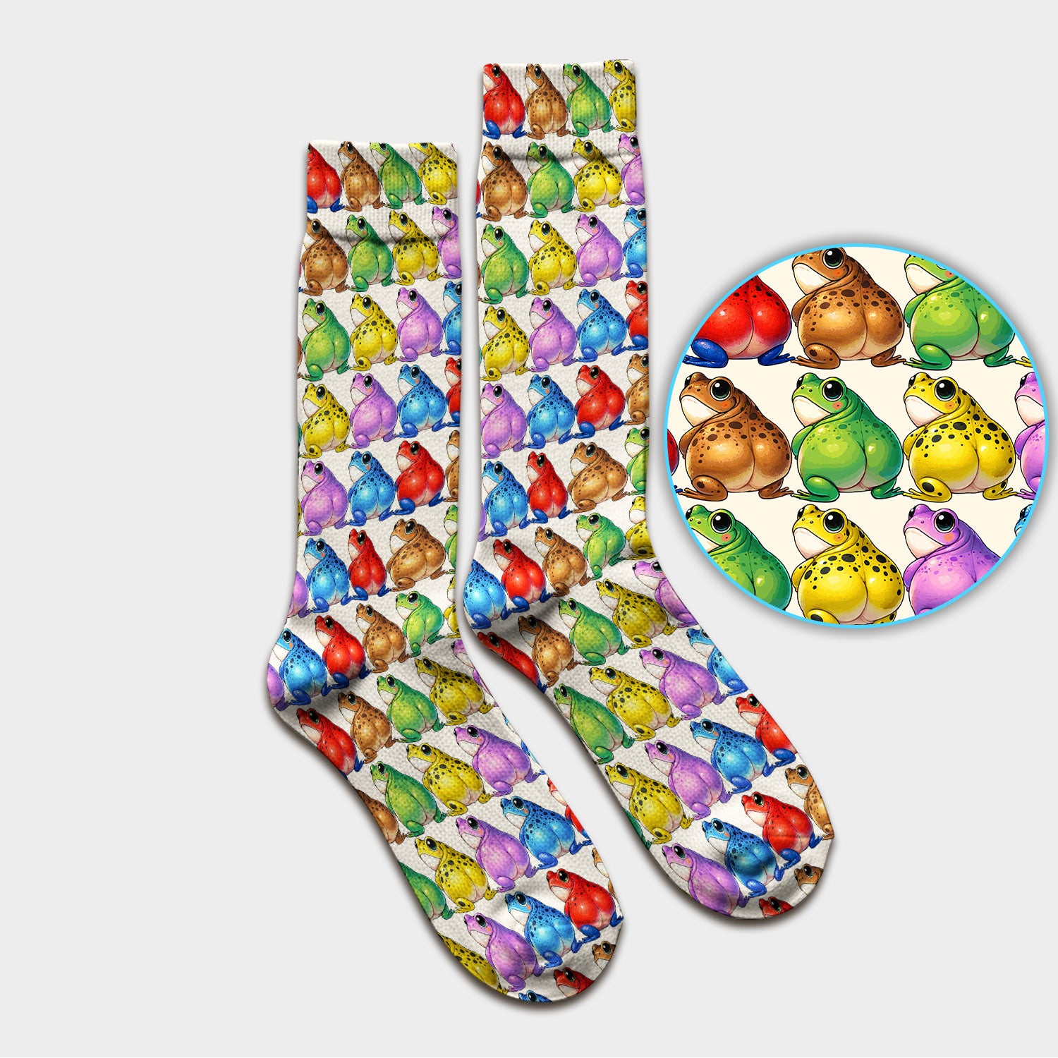 Funny Colorful Frogs Pattern Socks, Adult Socks for Men and Women