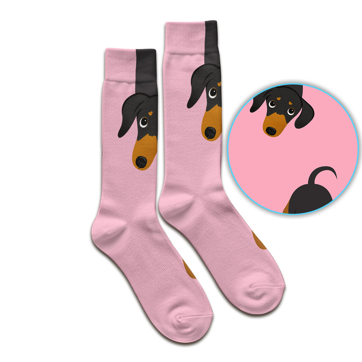 Cute Peekaboo Dachshund Dog Socks, Adult Socks for Men and Women