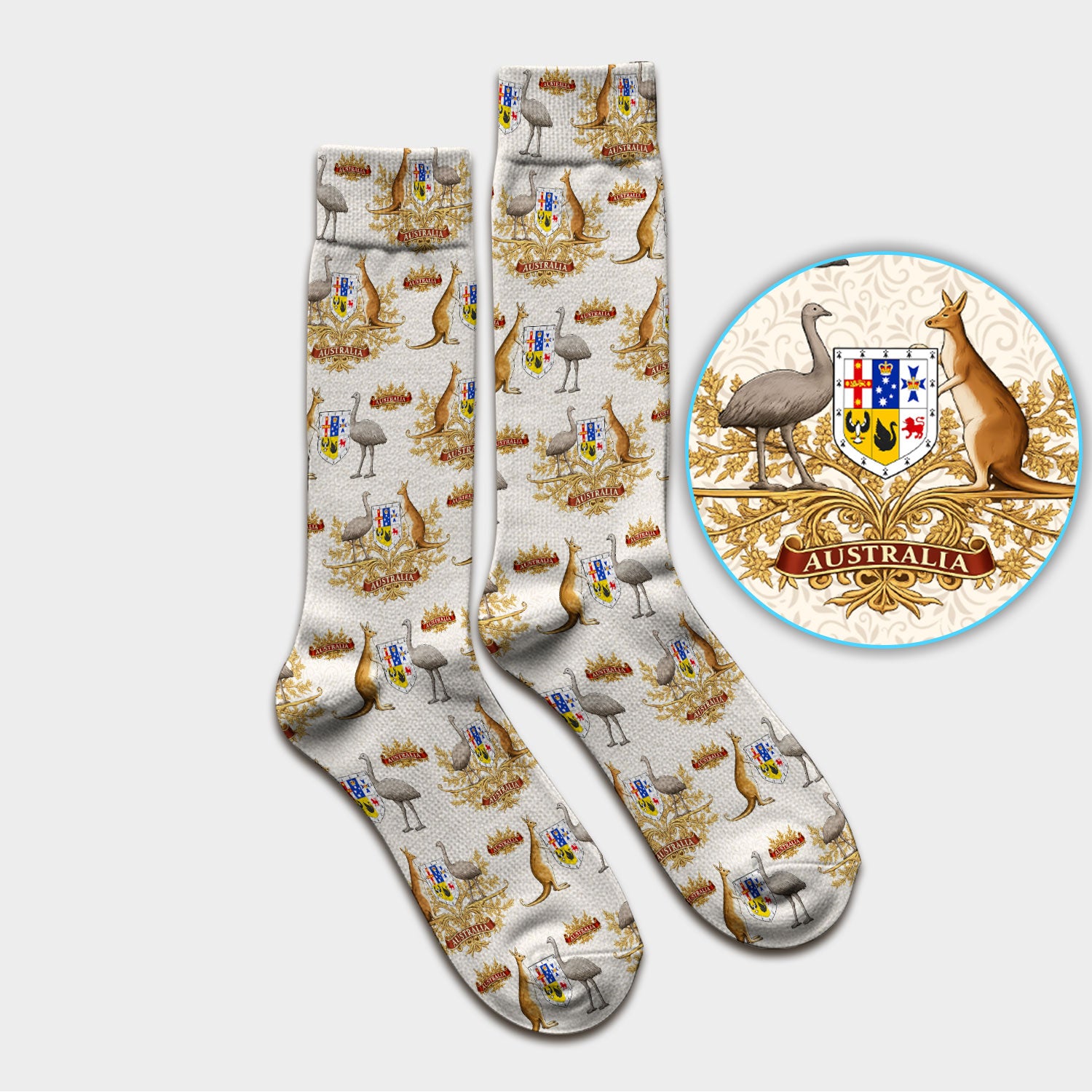 Australian Kangaroo Emu Crest Medical Socks, Breathable Fabrics Medical Uniform