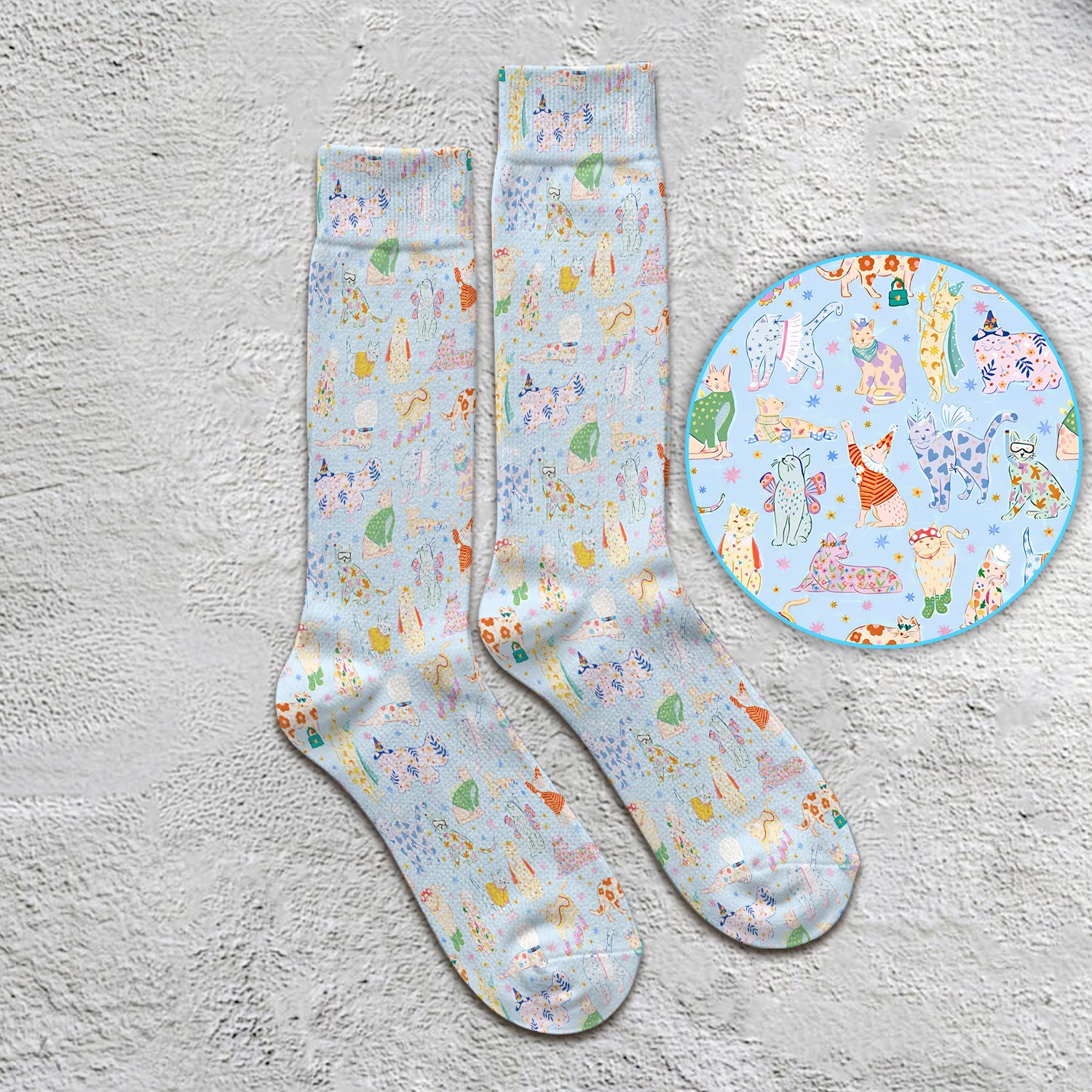 Cute Colorful Cats Pattern Socks, Socks for Nurse Doctor