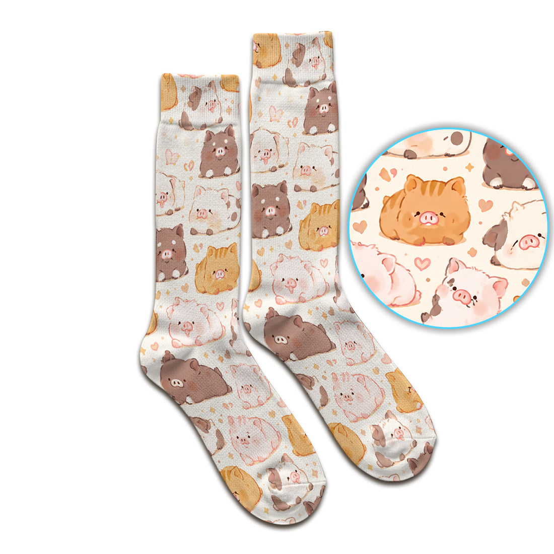 Cute Chubby Pig Nurse Print Socks, Adult Socks for Men and Women