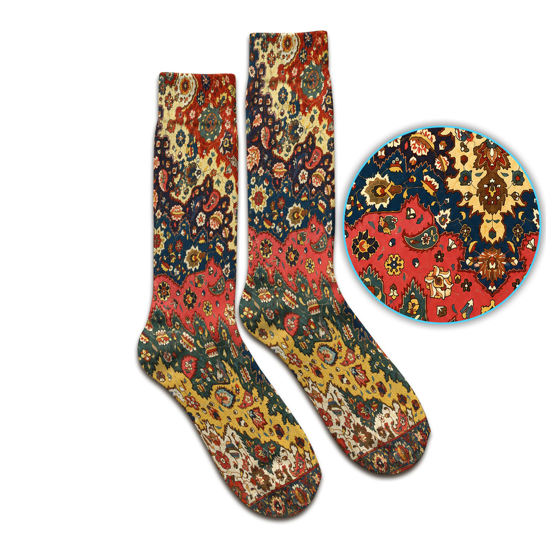 Vintage Persian Rug Floral Pattern Socks, Adult Socks for Men and Women