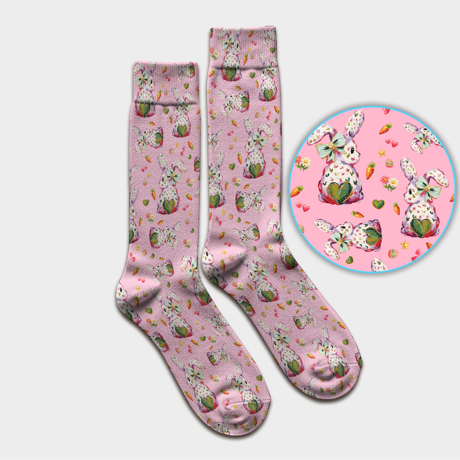 Cute Pastel Bunny Easter Pattern Medical Socks, Breathable Fabrics Medical Uniform