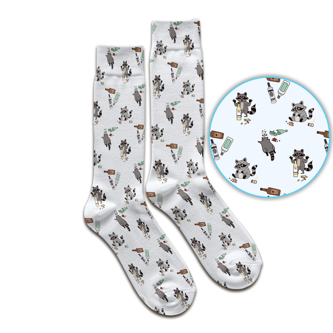 Messy Drunk Raccoon Pattern Socks, Adult Socks for Men and Women