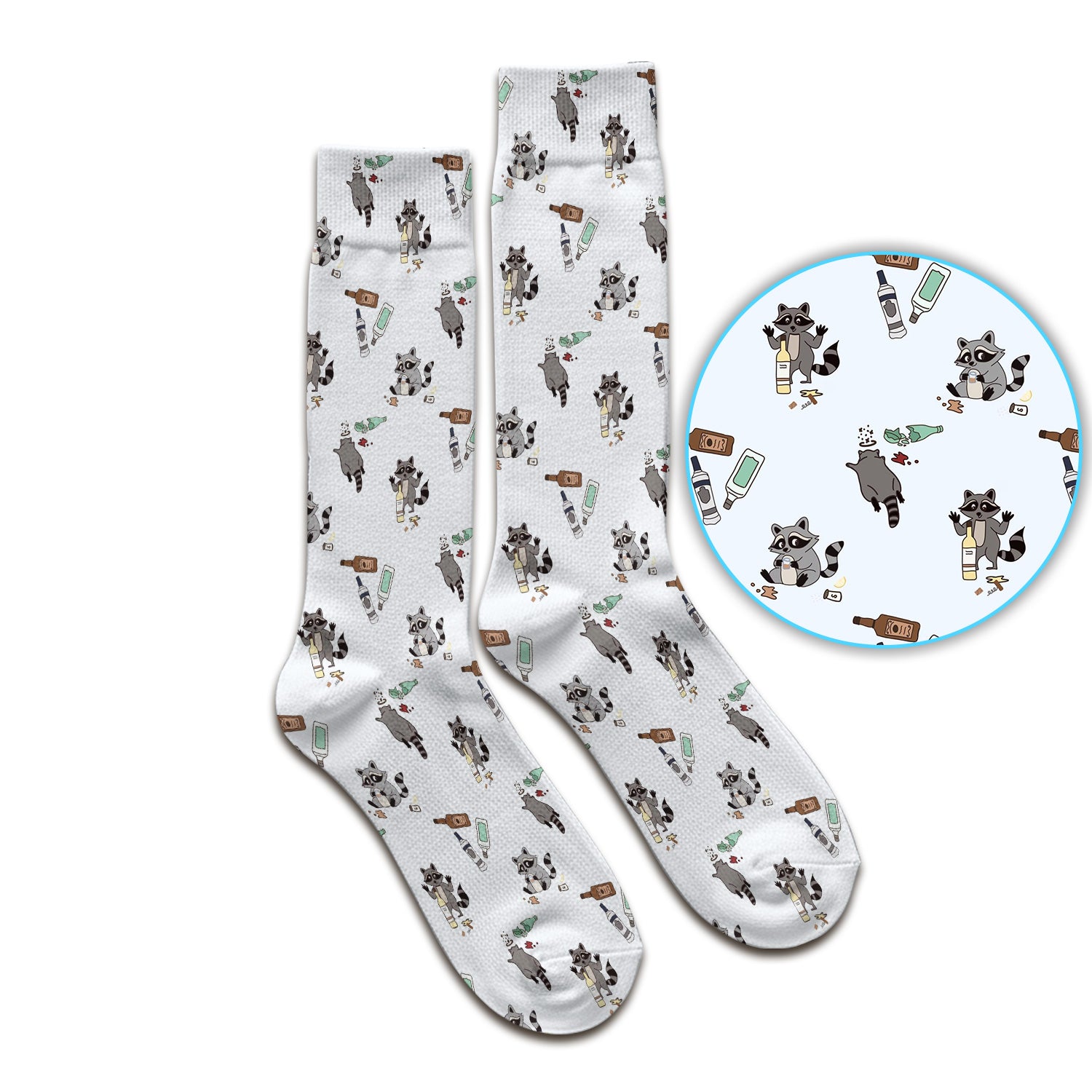 Messy Drunk Raccoon Pattern Socks, Adult Socks for Men and Women