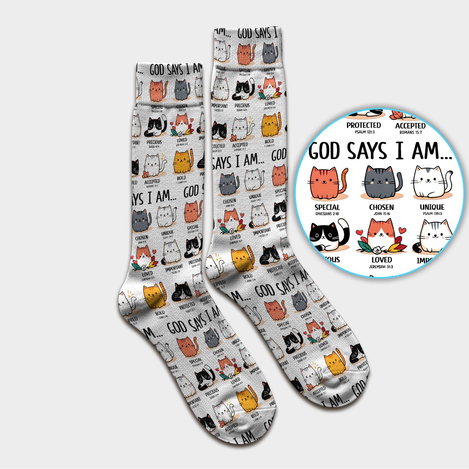 Cute Christian Cat God Says I Am Medical Socks, Breathable Fabrics Medical Uniform