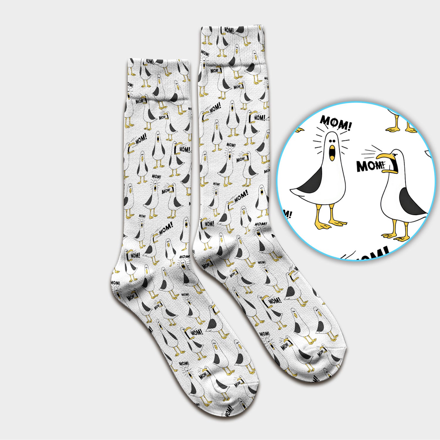 Funny Seagull Mom Seamless Pattern Scrub Socks, Socks for Nurse Doctor