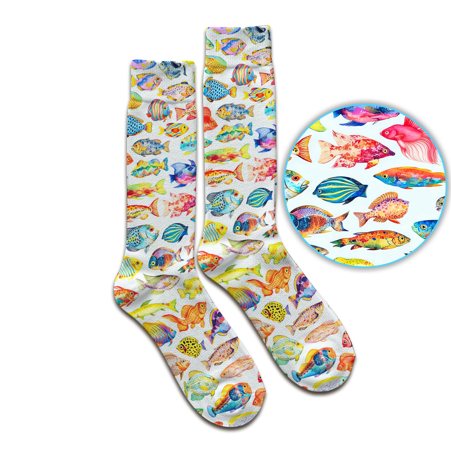 Colorful Tropical Fish Pattern Socks, Adult Socks for Men and Women