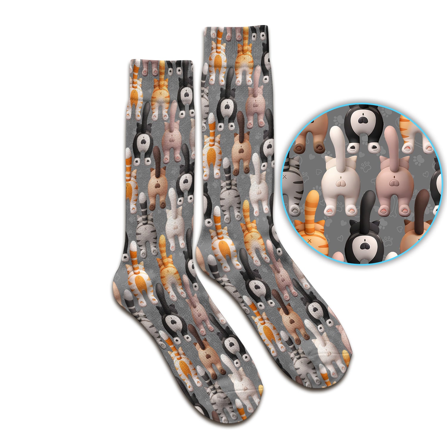 Funny Cat Butt Paw Print Pattern Socks, Breathable Fabrics Medical Uniform