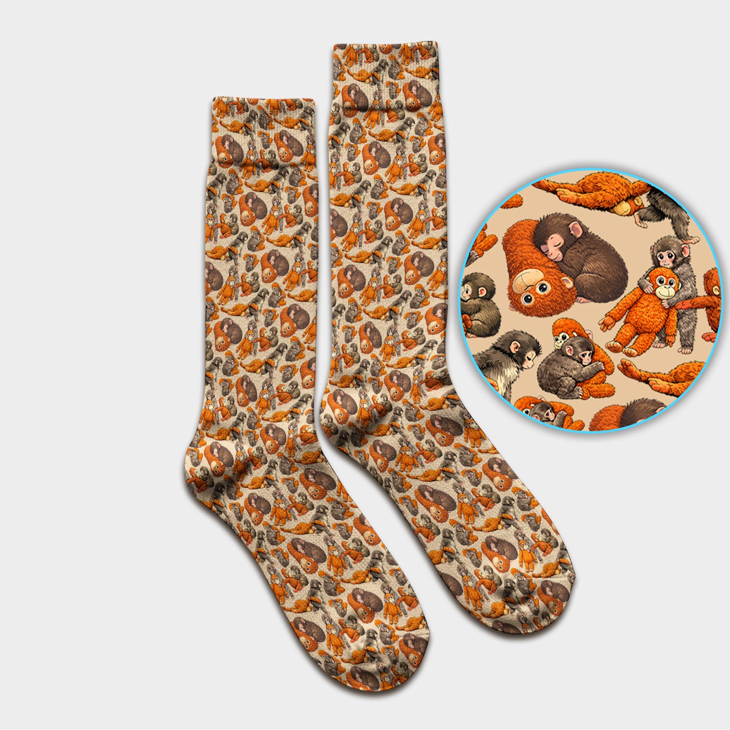 Funny Baby Monkeys With Cute Poses Pattern Socks, Adult Socks for Men and Women