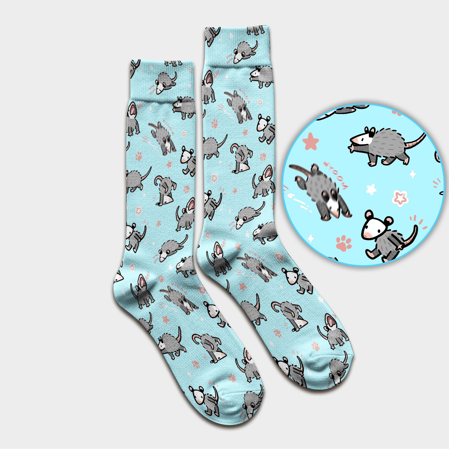 Playful Cartoon Opossum Character Pattern Sock, Breathable Fabrics Medical Uniform