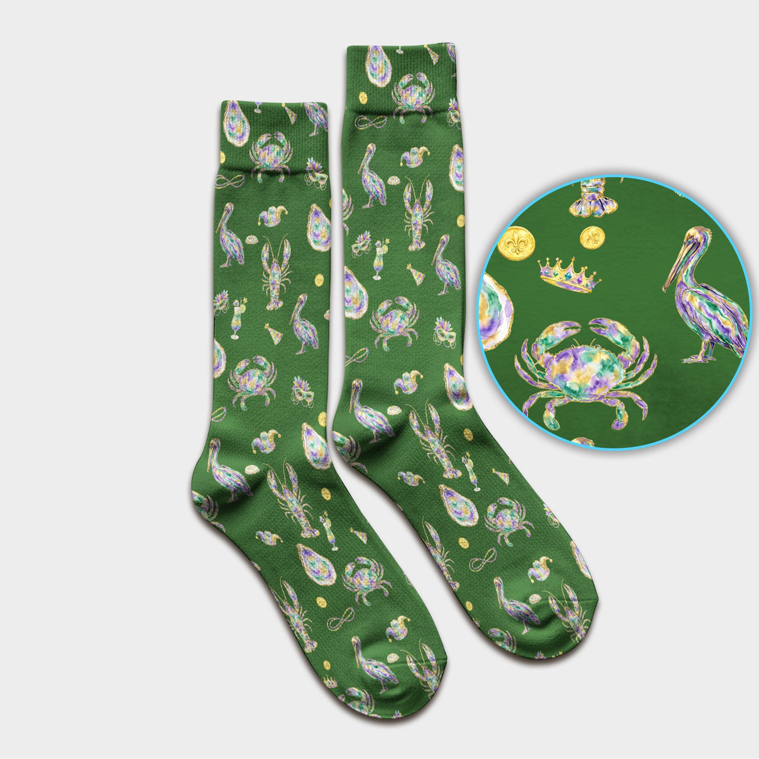 Mardi Gras Seafood Nurse Scrub Socks, Comfortable Uniform Scrubs For Nursing