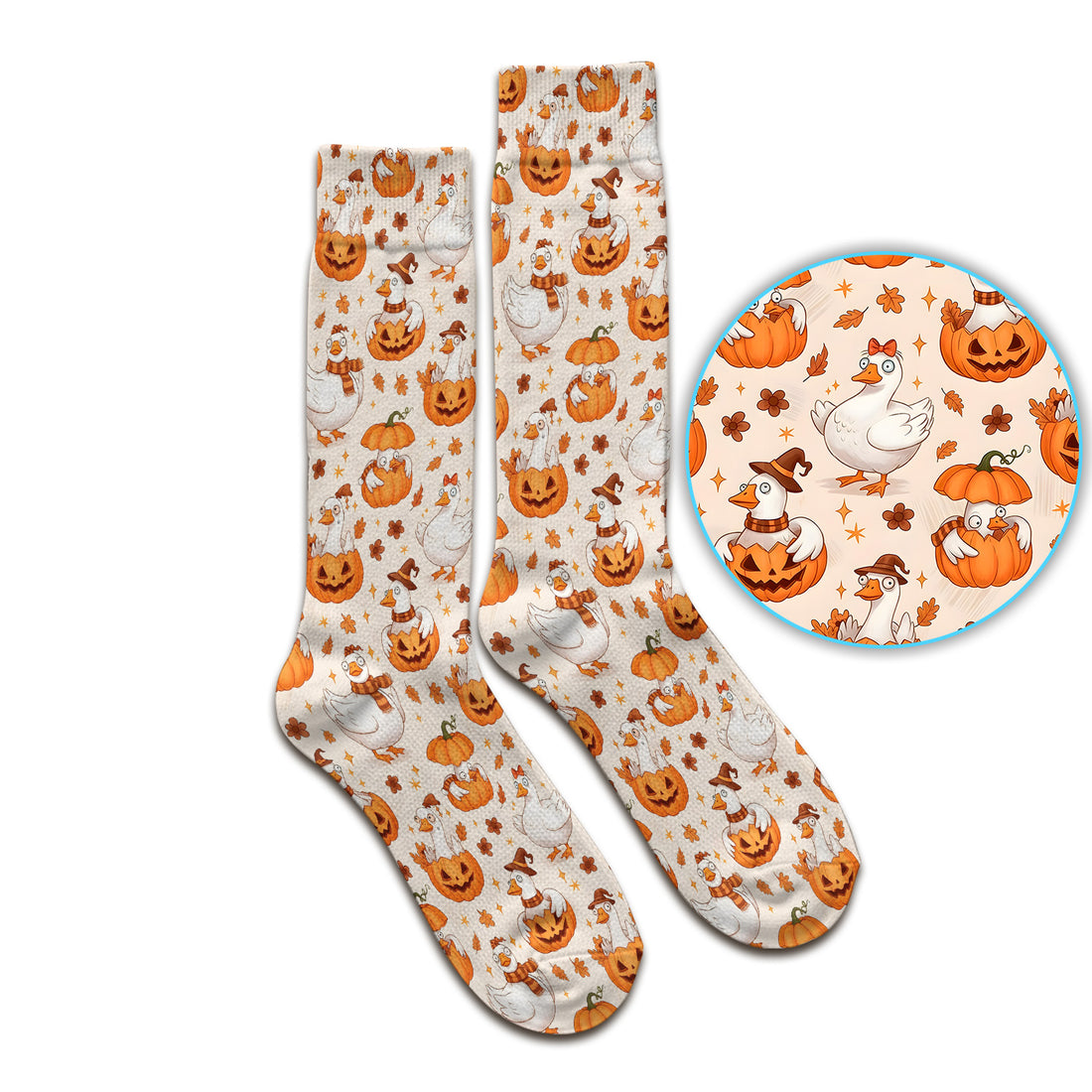 Cute Halloween Goose And Pumpkins Socks, Adult Socks for Men and Women