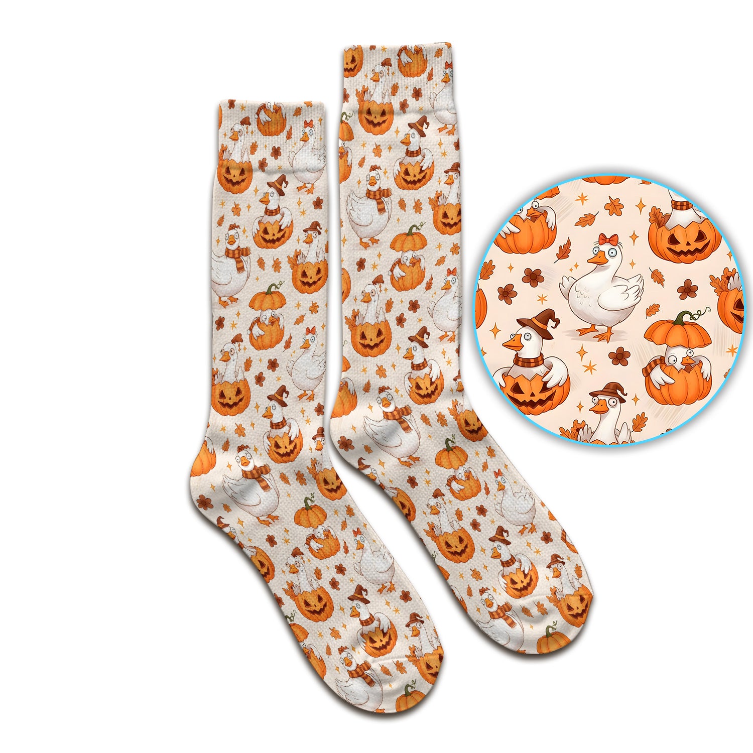 Cute Halloween Goose And Pumpkins Socks, Adult Socks for Men and Women