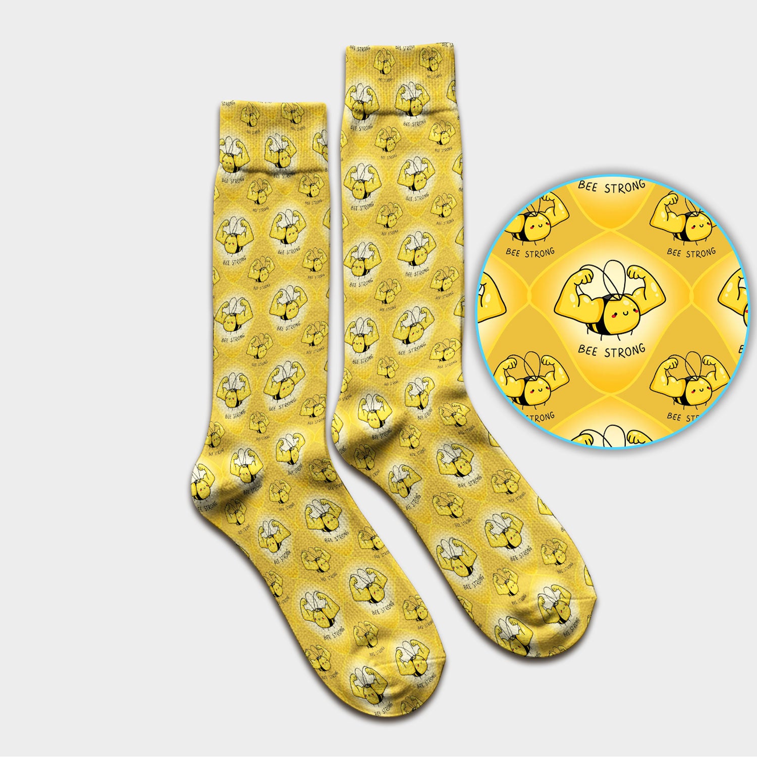 Bee Strong Honey Bee Pattern Print Socks, Socks for Nurse Doctor