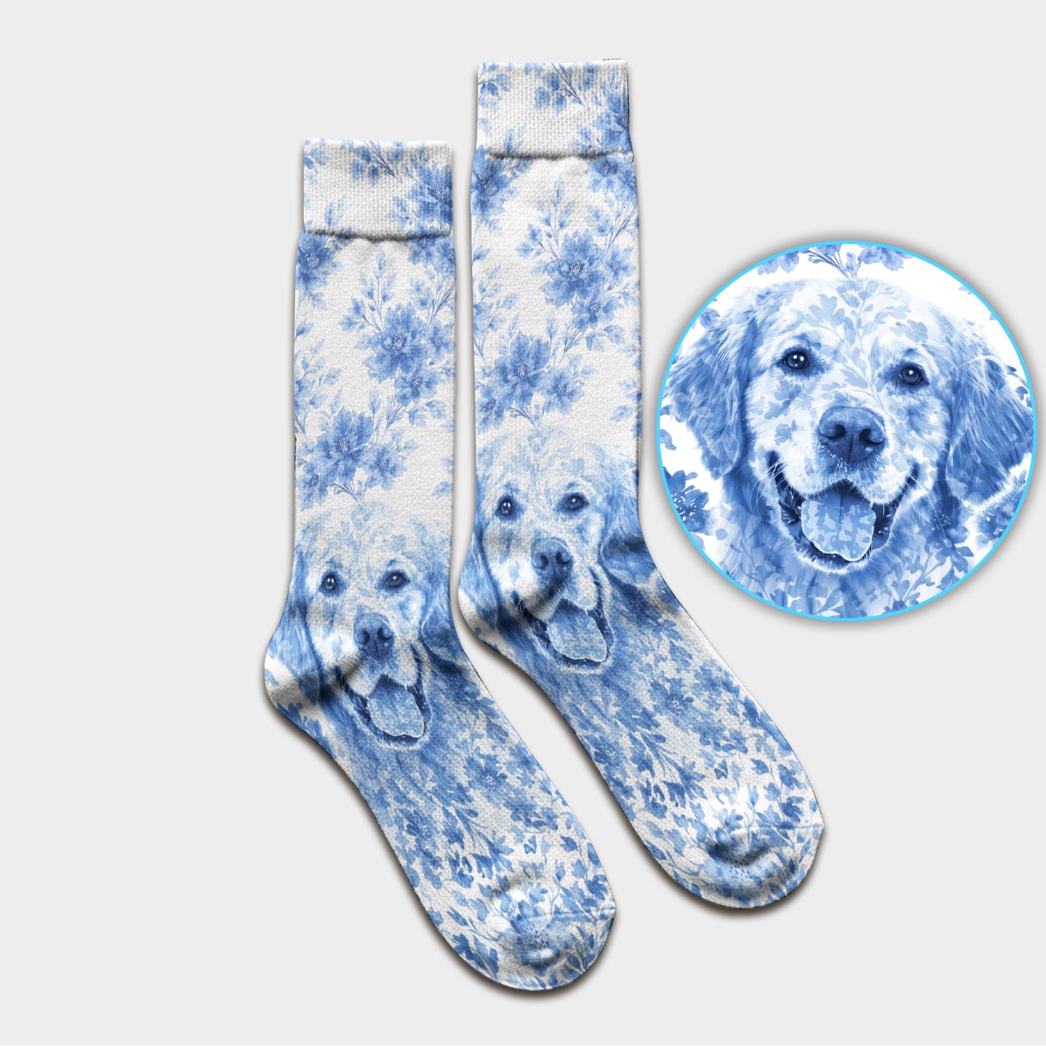 Personalized Pet Photo Floral Socks, Adult Socks for Men and Women