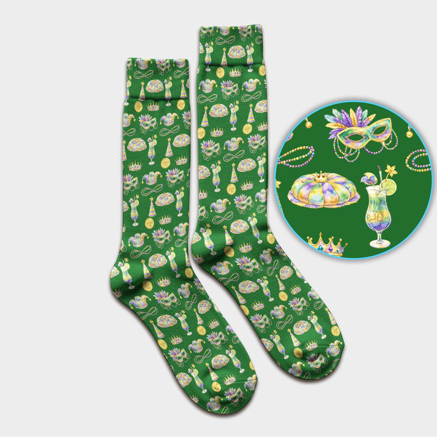 Mardi Gras Mask Scrub Socks, Elegant Carnival Pattern Nurse Sock For Women, Breathable Fabrics Nursing Uniform