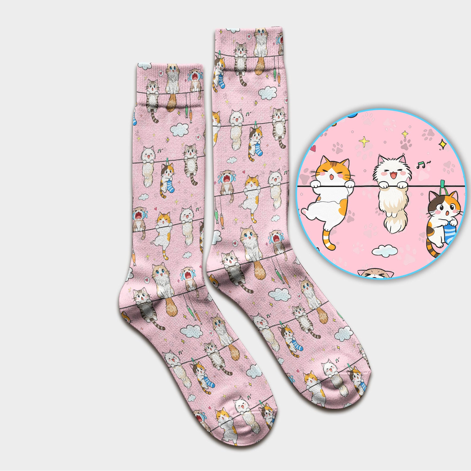 Funny Cats With Cute Expressions Pattern Socks, Adult Socks for Men and Women