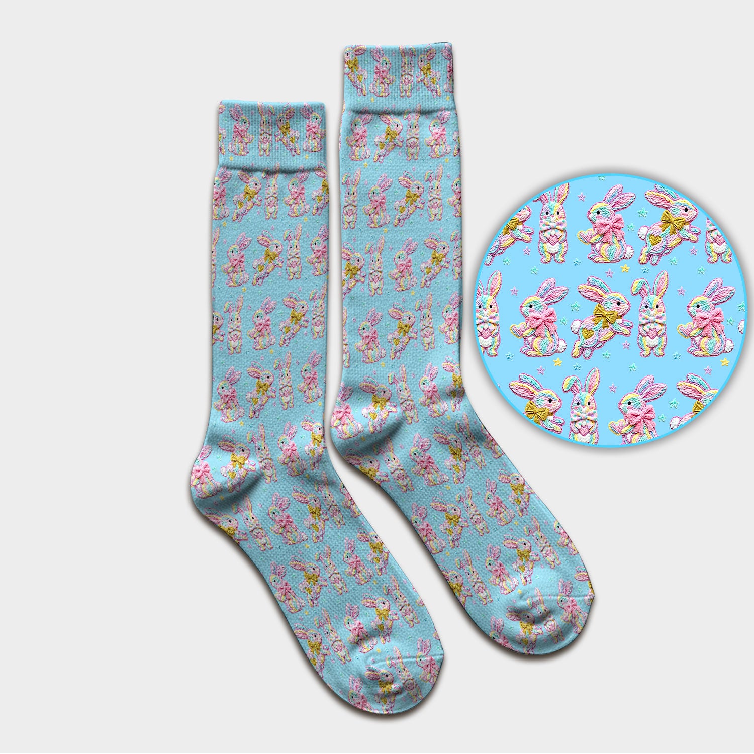 Cartoon Bunny All Over Print Medical Socks, Adult Socks for Men and Women