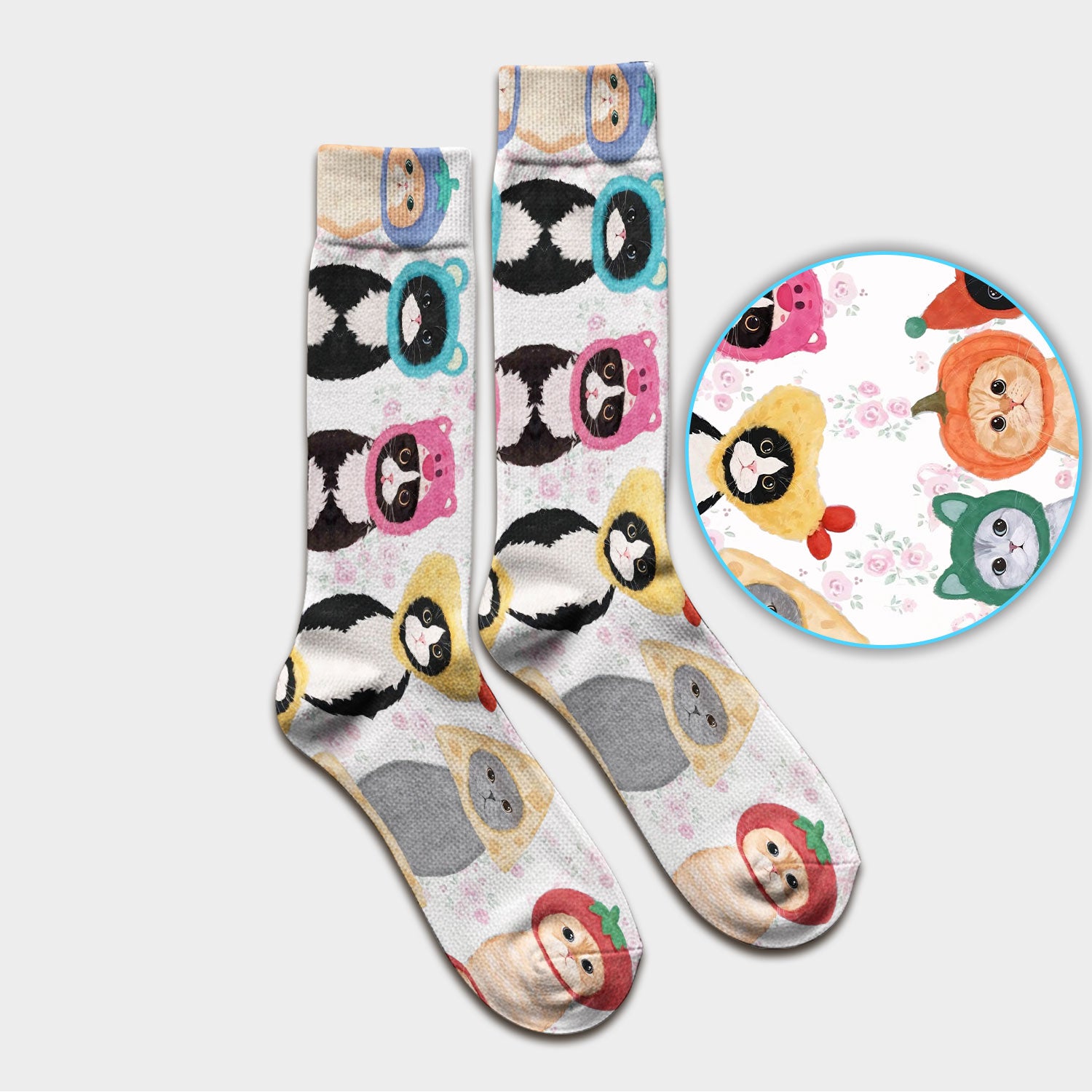 Funny Cartoon Cat Print Socks, Cute Nurse Socks, Adult Socks for Men and Women