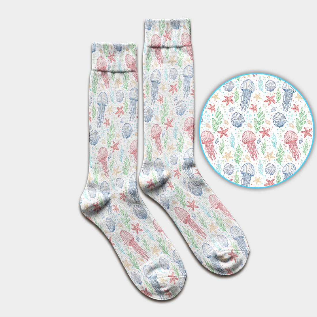 Cute Jellyfish Ocean World Pattern Socks, Adult Socks for Men and Women