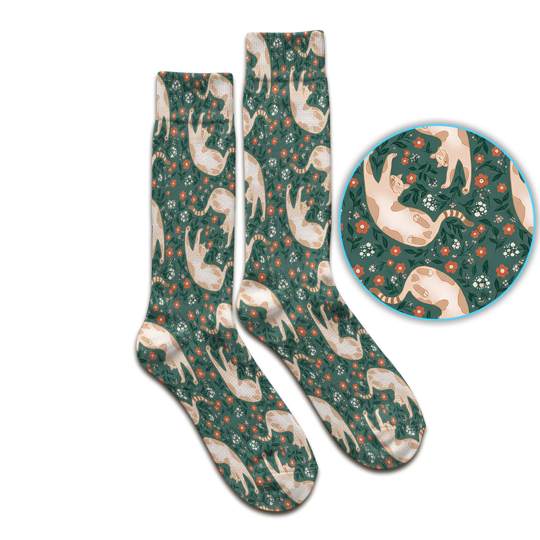 Glowing Blue Butterfly Garden Pattern Socks, Adult Socks for Men and Women