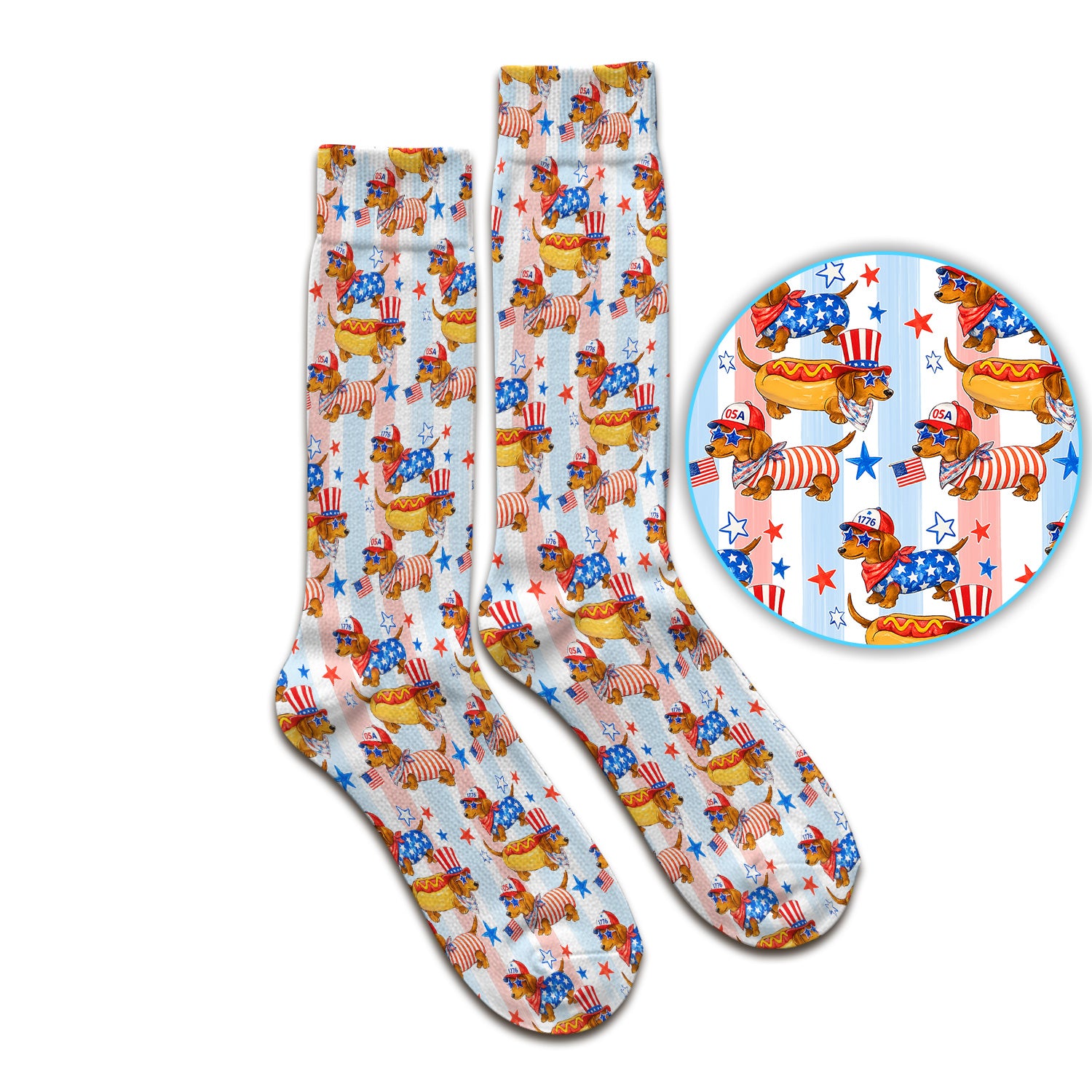Fourth Of July Dachshund Pattern Socks, Adult Socks for Men and Women