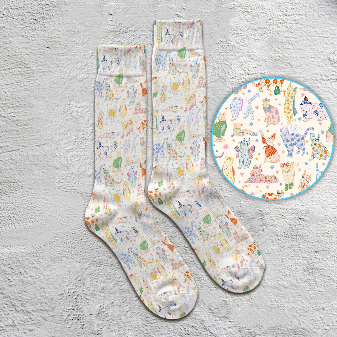 Cute Colorful Cats Pattern Socks, Socks for Nurse Doctor