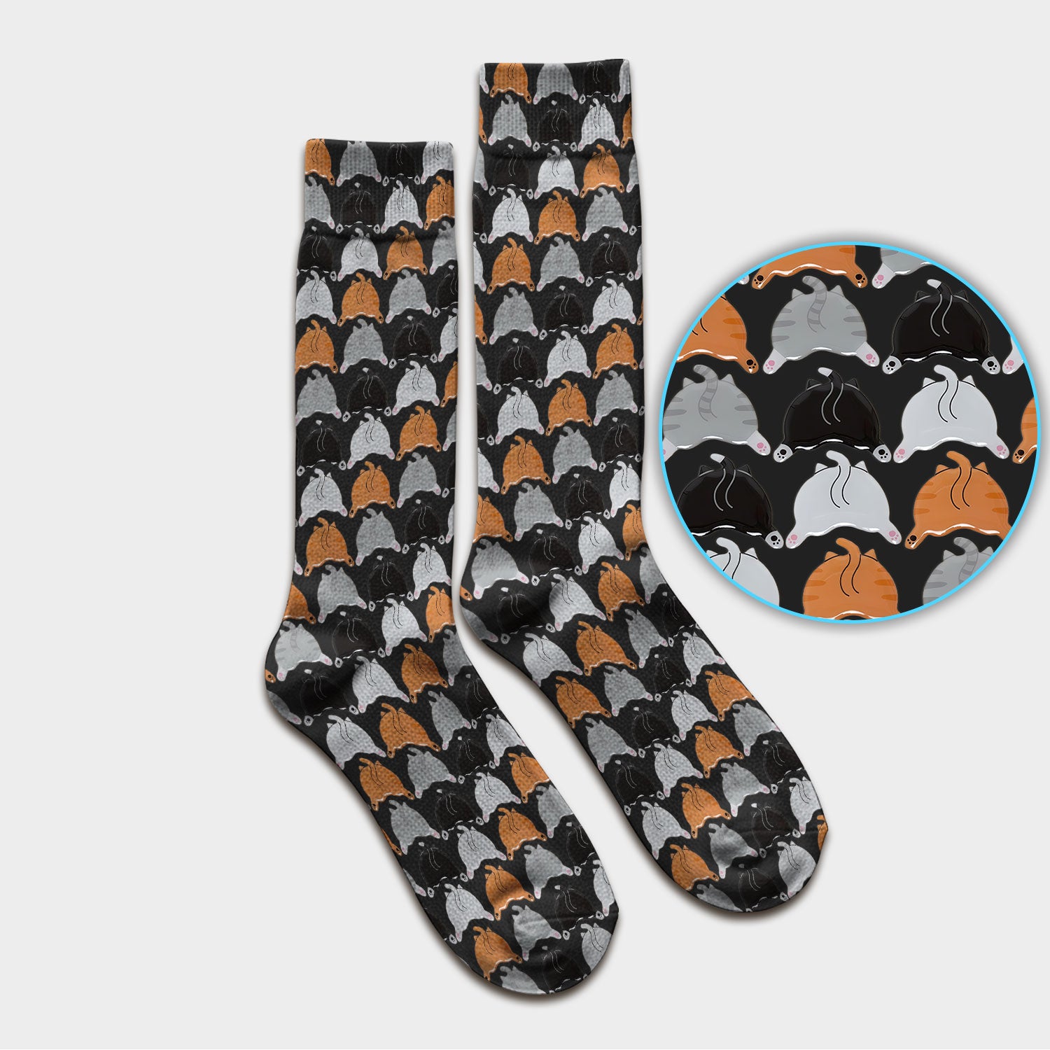 Playful Multicolor Cat Print Medical Socks, Breathable Fabrics Medical Uniform