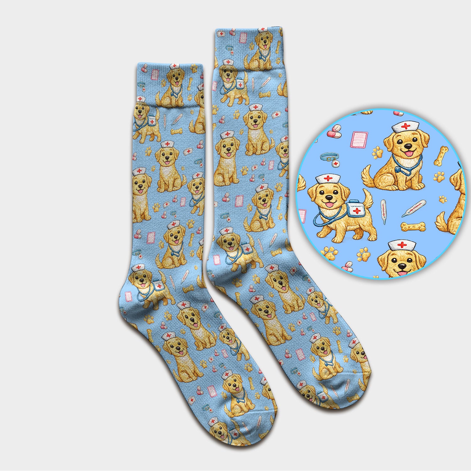 Cute Puppy Nurse Medical Print Medical Socks, Socks for Nurse Doctor