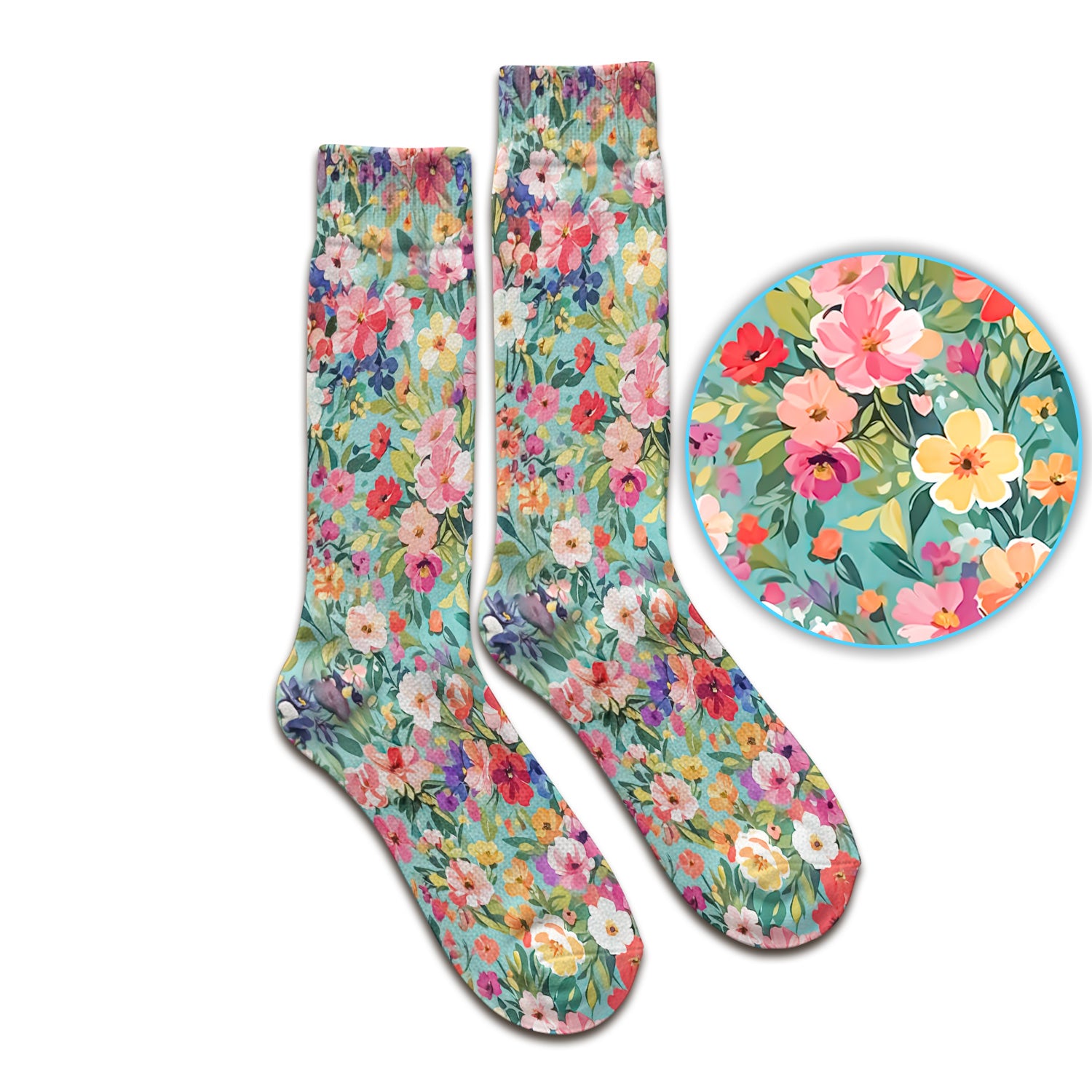 Colorful Wildflower Garden Bloom Socks, Adult Socks for Men and Women