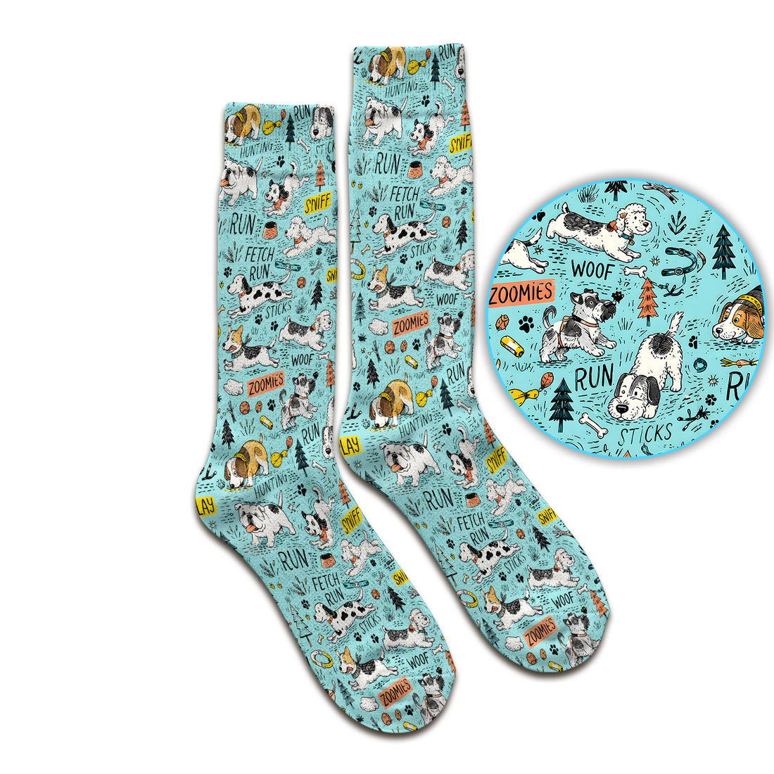 Playful Cartoon Puppy Adventure Pattern Socks, Adult Socks for Men and Women