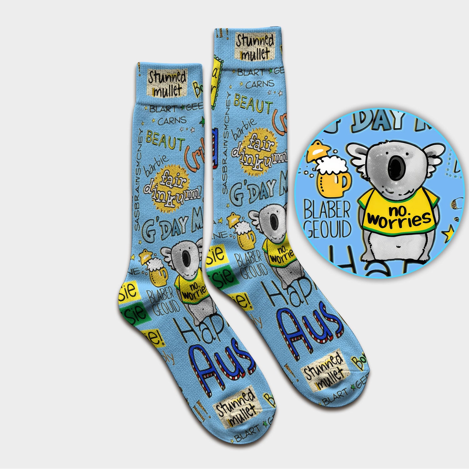Cute Cartoon Koala Australia Pattern Medical Socks, Adult Socks for Men and Women