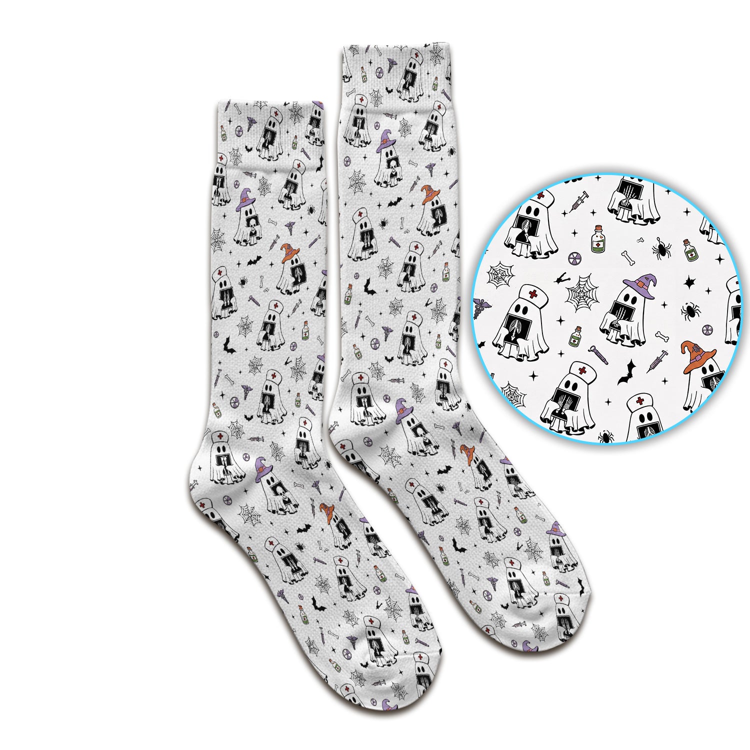 Halloween Ghost Nurses With X-Rays Socks, Adult Socks for Men and Women